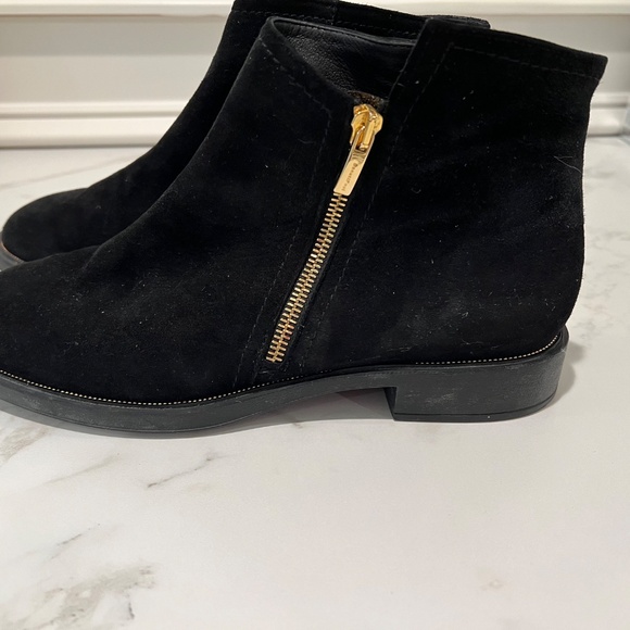 Beautifeel Black Suede Booties with Gold Zipper, Sz 38 - Picture 3 of 9